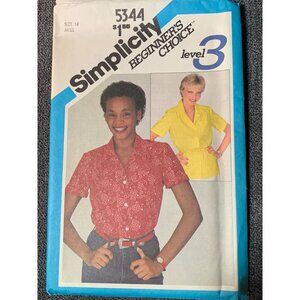 Simplicity Misses Shirt Sewing Pattern sz 14 5344 - uncut